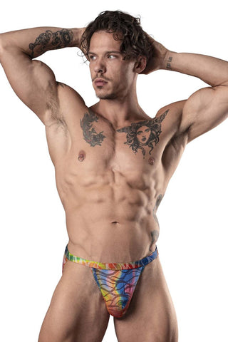Male Power 409-282 S-naked Criss Cross Thong Color Silver-Black
