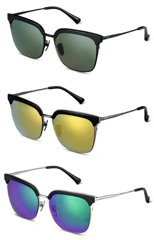 Flat Top Mirrored Rectangle Unisex Sunglasses