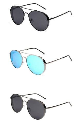 Flat Top Mirrored Rectangle Unisex Sunglasses