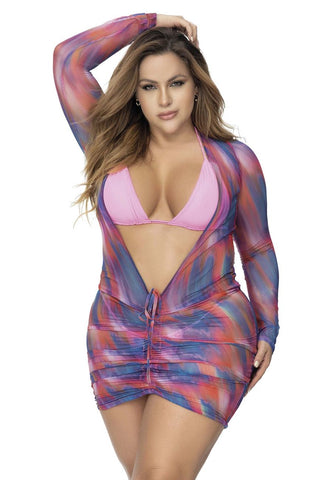 Mapale 6687 Ribbed One Piece Swimsuit Color Printed