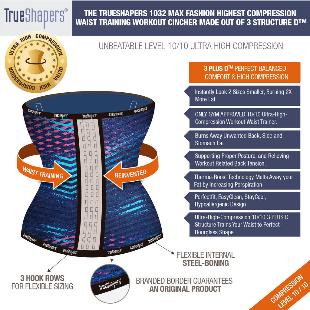 TrueShapers 1032 Latex free Workout Waist Training Cincher Color 02-Print