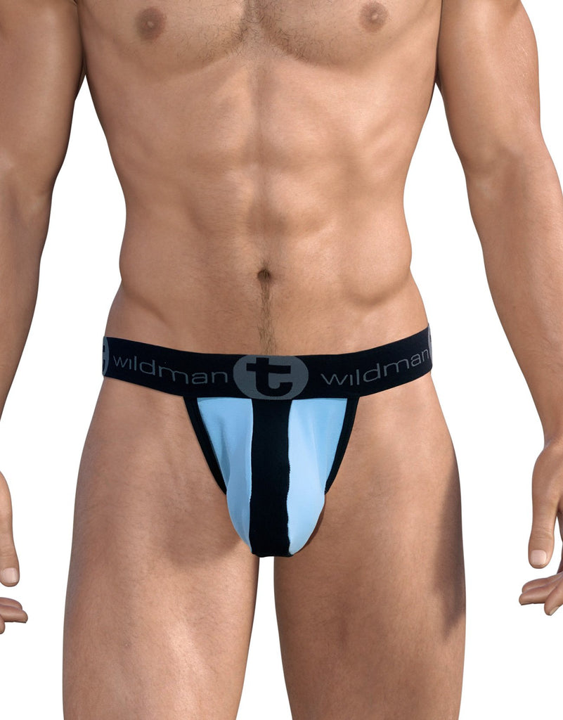 WildmanT Stretch Cotton Strapless Jock Big Boy Pouch Light Blue/Black