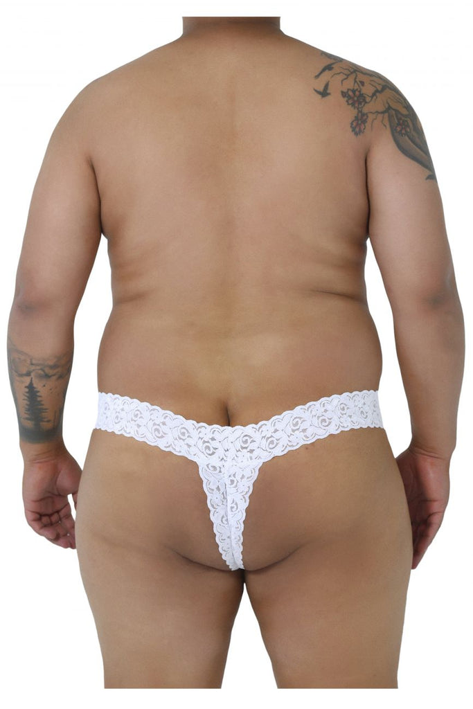 CandyMan 99315X Peek a Boo Lace Thongs Color White