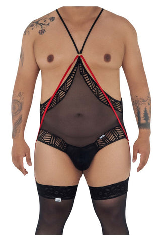 CandyMan 99557X Mesh-Lace Bodysuit Color Black