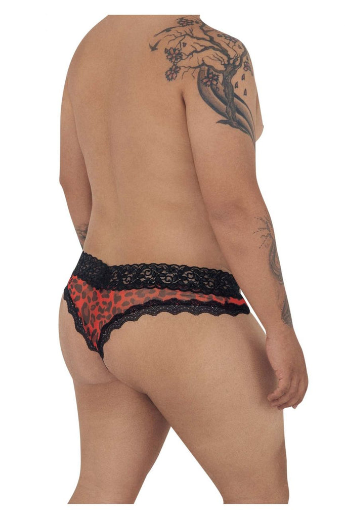 CandyMan 99596X Mesh-Lace Thongs Color Leopard Print