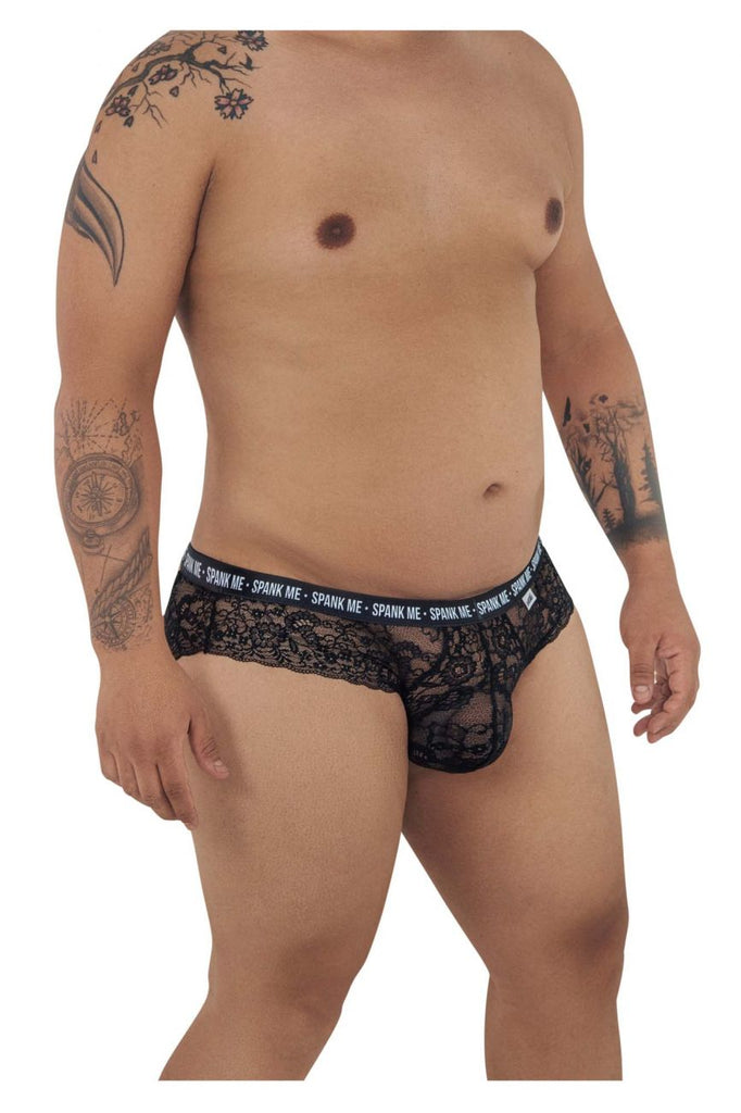 CandyMan 99615X Spank Me Lace Briefs Color Black