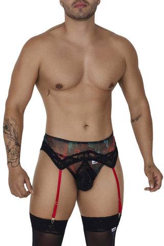 CandyMan 99688X Garter Thongs Two Piece Set Color Black