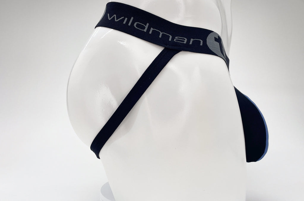 WildmanT Cotton Big Boy Pouch Stripe Jockstrap Black/Royal Blue