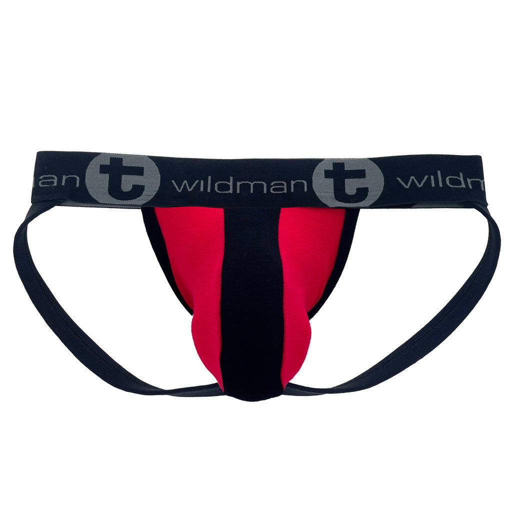 WildmanT Cotton Big Boy Pouch Stripe Jockstrap Red/Black