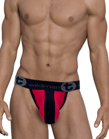 WildmanT Cotton Big Boy Pouch Stripe Jockstrap Black/Royal Blue