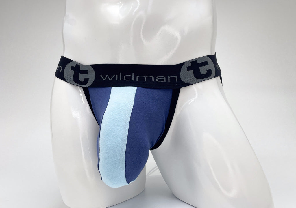 WildmanT Cotton Big Boy Pouch Stripe Jockstrap Royal Blue/Baby Blue