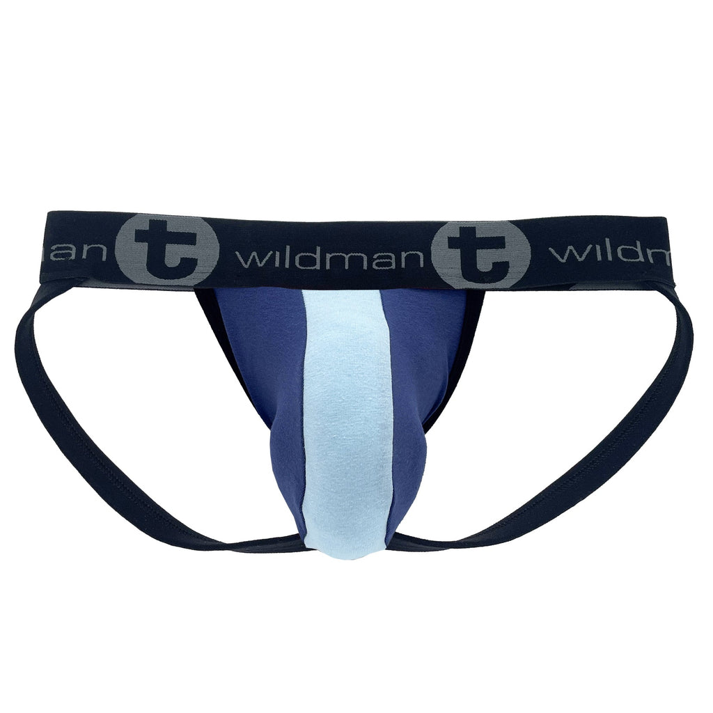 WildmanT Cotton Big Boy Pouch Stripe Jockstrap Royal Blue/Baby Blue