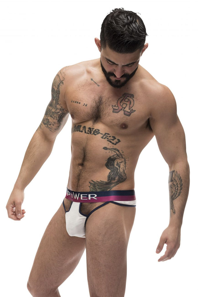 Male Power 237-246 French Terry Cutout Thongs Color Ivory