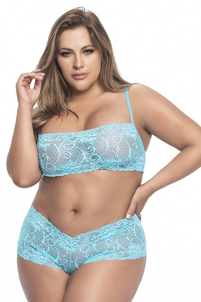 Mapale 206X Panty and Top Lace Set Color Turquoise