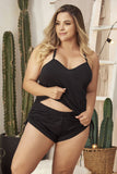 Mapale 7095X Two Piece Pajamas Set. Top and Shorts Color Black