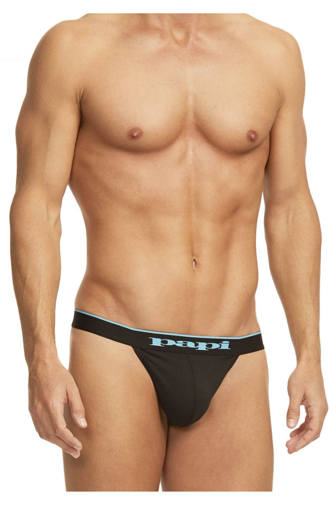 Papi 980902-941 3PK Cotton Stretch Thong Color Black-Cobalt-Blue