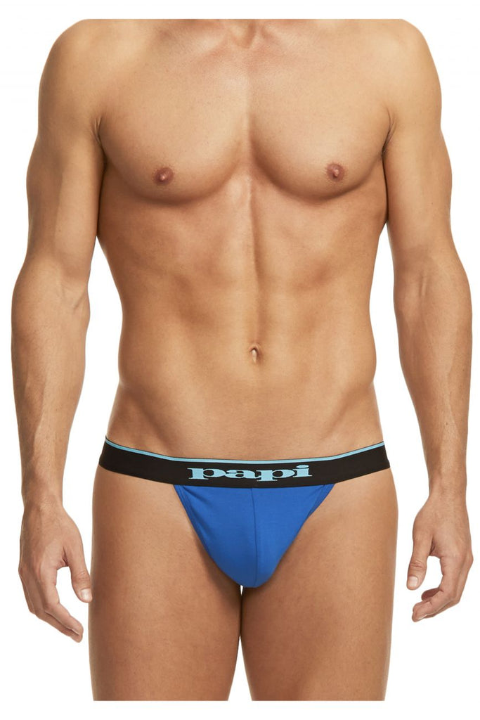 Papi 980902-941 3PK Cotton Stretch Thong Color Black-Cobalt-Blue