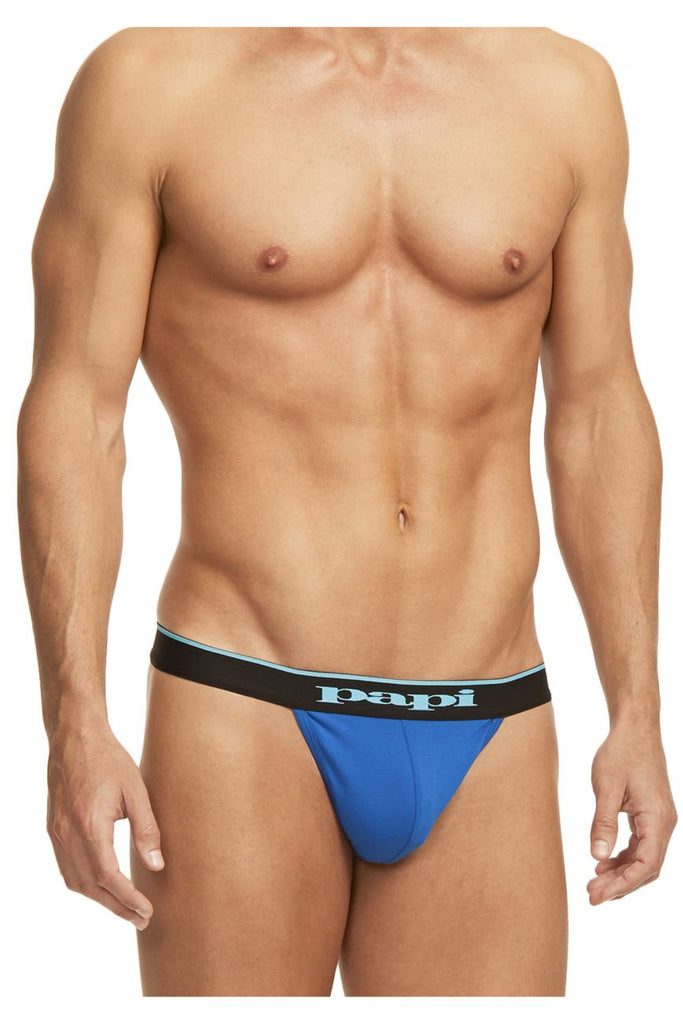 Papi 980902-941 3PK Cotton Stretch Thong Color Black-Cobalt-Blue