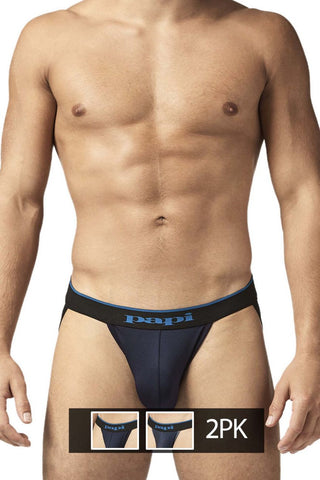 Papi 705910-962 3PK 1X1 Rib Jockstrap Color Black-Charcoal-Gray