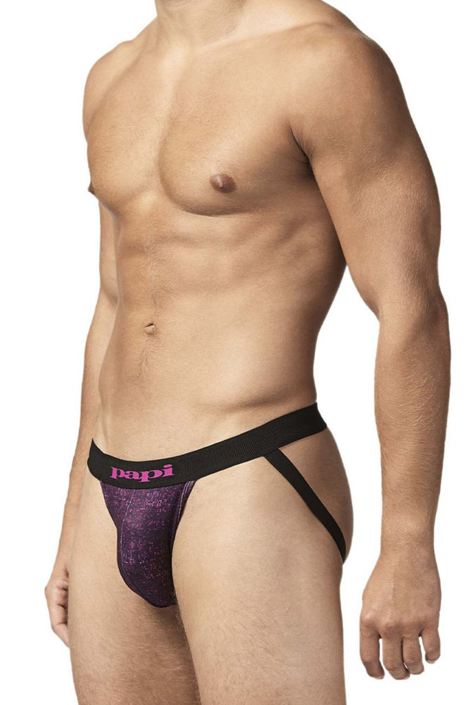 Papi UMPA051 Fashion Microflex Brazilian Jockstrap Color Purple Pixel Print