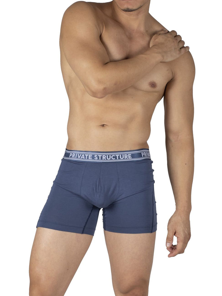 Private Structure PBUT4380 Bamboo Mid Waist Boxer Briefs Color Citadel Blue