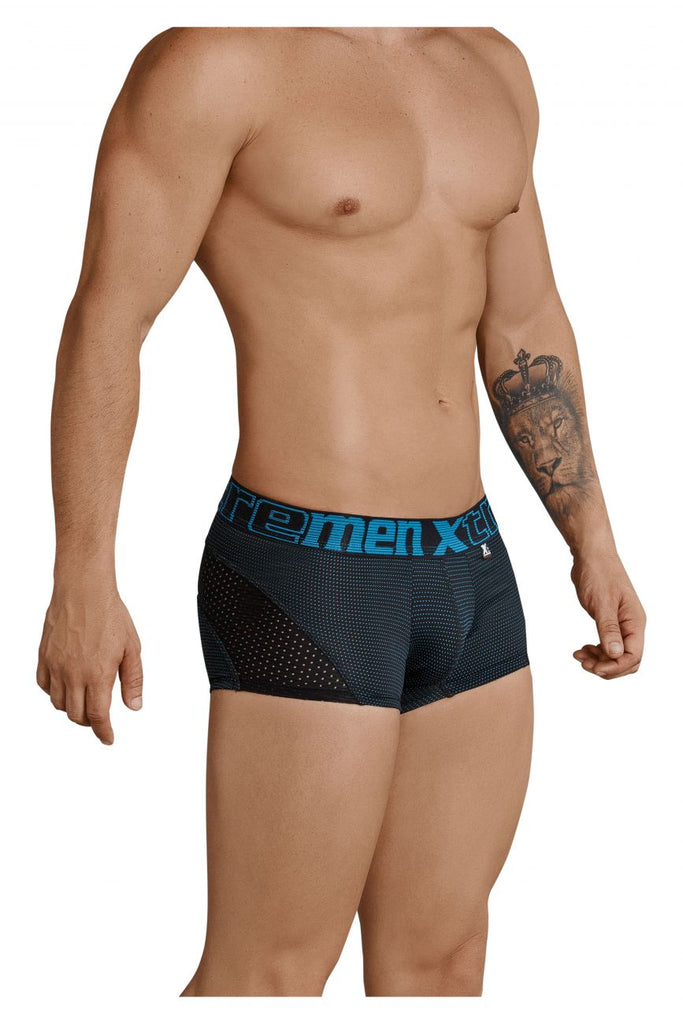 Xtremen XT-91030 Sports Mesh Boxer Briefs-Black-Blue-Large