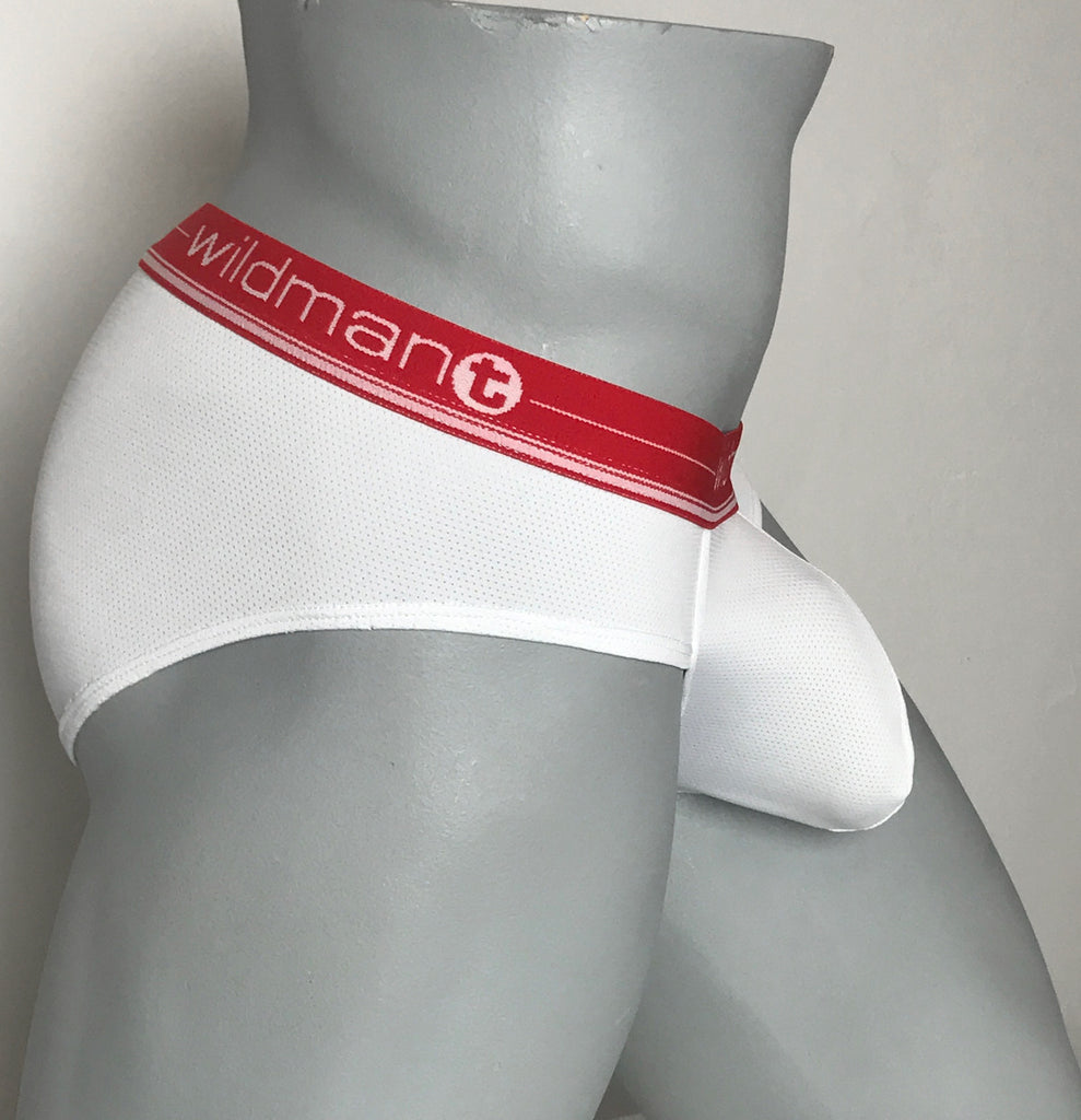 Wildmant Summer Big Boy Pouch Briefs White-Red